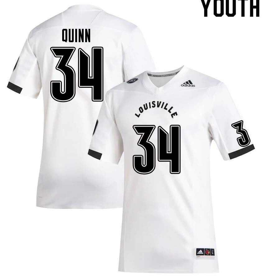 Youth #34 TJ Quinn Louisville Cardinals College Football Jerseys Sale-White - Click Image to Close